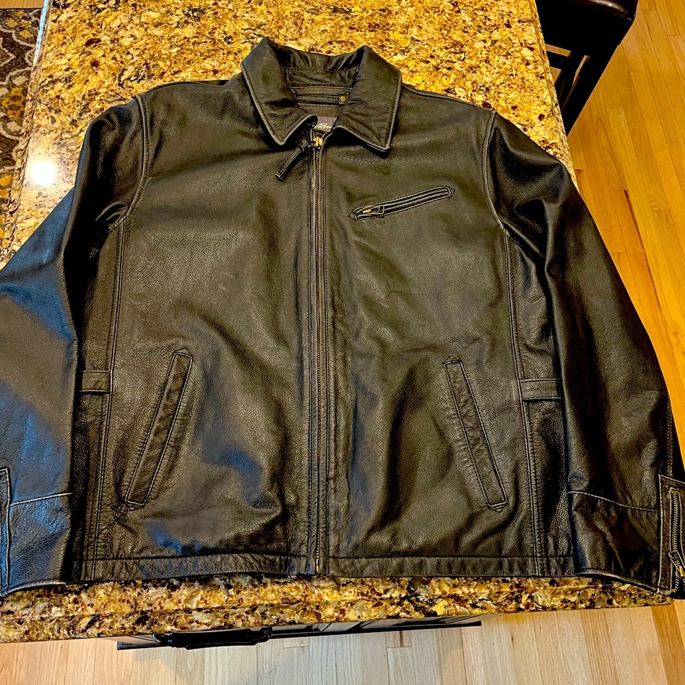 Eddie Bauer Mens Leather Jacket - Dark Brown Large
